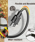 Black 4 Outlet Extension Cord Splitter For Indoor Outdoor Use, 46 Ft Total Length, 3 prong plug with weatherproof covers