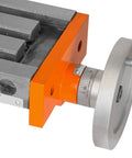 Close-up of X-axis scale on Compact Benchtop Milling Machine With R8 Taper, Variable Speed 100 To 2500 RPM, 4.5A Single Phase