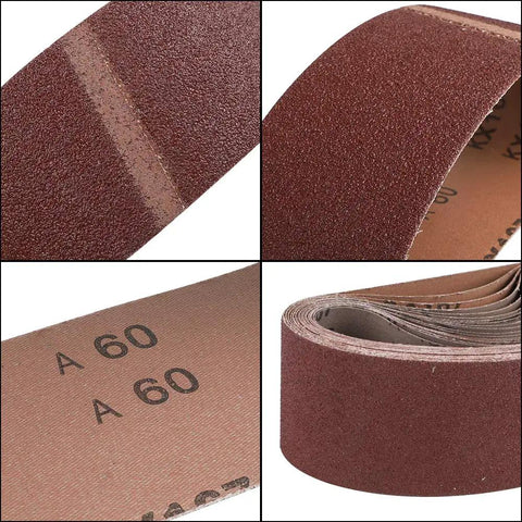 Pro Grade Aluminum Oxide Sanding Belt Set For 3x21 Inch Belt Sander, 18 Belts With 3 Each Of 60, 80, 120, 180, 240, And 400 Grits, 75x533mm
