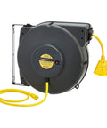 Beefy Heavy Duty Retractable Extension Cord Reel, 65 Foot 12 AWG SJT Cable, Industrial Grade with Swivel Bracket Mount