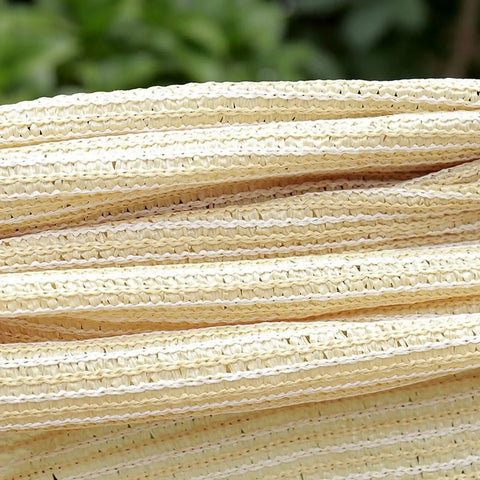 Close-up of Shade Cloth 7x7ft With 90 Percent Sun Blocking, Durable HDPE Shade Mesh Tarps For Patio Pergola in beige color.