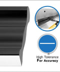 Close-up of Hella Tight 38 Inch Anodized Aluminum Straight Edge Tool with .002 tolerance for checking flat surfaces.