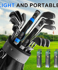 Golf bag with clubs and boxes of Right Handed Golf Grip Trainer For Golfers, Swing Training Aid To Improve Hand Position.