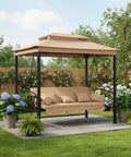 Beige RipLock 350 Replacement Canopy Top Cover for Debora Gazebo Swing Model 01-0884, outdoor setting, garden use