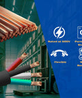 Cross-section view of Heavy Duty 6 AWG 4 Conductor SOOW Portable Power Cable Black 10 Feet highlighting copper strands and features.