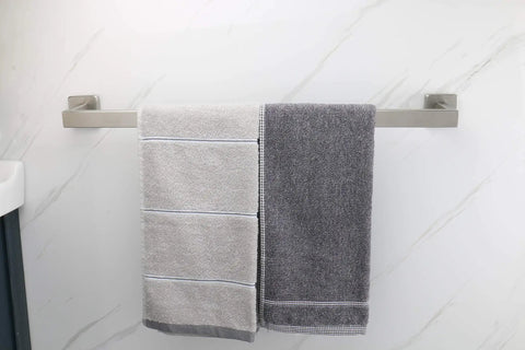 Built To Last Heavy Duty Wall Mounted Towel Rack With Square Base And Thick SUS304 Stainless Steel Towel Bar In Brushed Nickel Finish