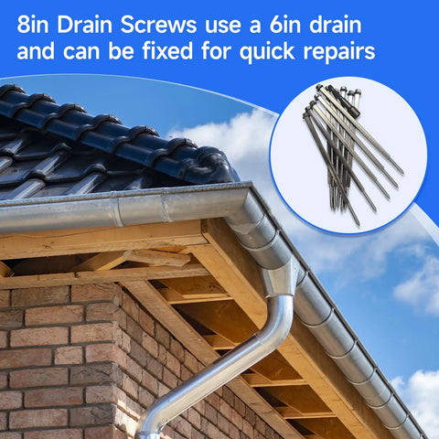 Eight Inch Gutter Screws With Rust Resistant Coating For Quick Fixes On Six Inch Gutters Pack Of Ten Stainless Steel 304 Screws For Diy Roofline Repairs