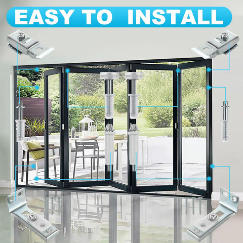 Bifold Door Hardware Repair Kit 6 Pack For Bi-Fold Sliding Closet Doors Includes Top And Bottom Brackets Pivots Guide Wheel Replacement Parts For 7/8 To 1 Inch Track Up To 50 Lbs