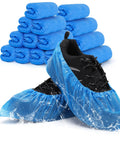 Disposable Shoe Covers For Indoors Pack Of 200 100 Pairs Non Slip Waterproof Durable CPE Material Recyclable One Size Fits Most Blue