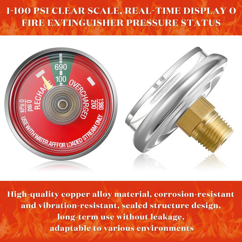 Heavy Duty 100 PSI Pressure Gauge 4 Pack Red Dial Stainless Steel Replacement For Portable Water Fire Extinguishers No Sweat Precision Heavy Duty Rig Top Shelf Safety Gear