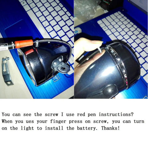 Retro Style Bike Front Light With Bracket For Fixie And Commuter Rides, 7 LED White Headlamp, shown with mounting instructions