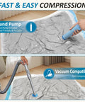 Vacuum Storage Bags 80 Percent Compression Space Saver for Clothes, Blankets, Pillows, and Bedding using hand pump and vacuum