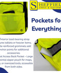 Class II High Visibility Safety Vest Fluorescent Lime Reflective Tape Heavy Duty Construction Workwear Nine Pocket Utility System Day Shift Hustle Ready Surveyor Gear Large, showcasing pocket details and interior strap.