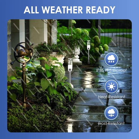 Outdoor Pathway Light Set With 570 Lumen LED Lights 6 Pack Plug In 12V Low Voltage Landscape Lighting, garden view.