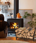 34 Inch Outdoor Indoor Firewood Rack With Bronze Finish Heavy Duty Wood Storage Stand For Fireplace Logs Improves Drying And Airflow