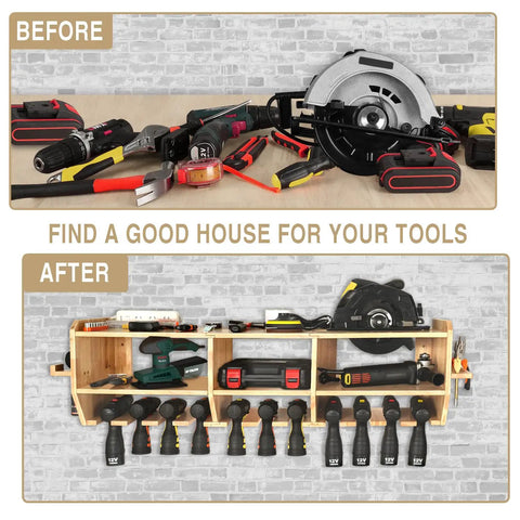 Heavy Duty Power Tool Organizer And Drill Charging Station With 12 Slots Wall Mount Storage For Home Workshop