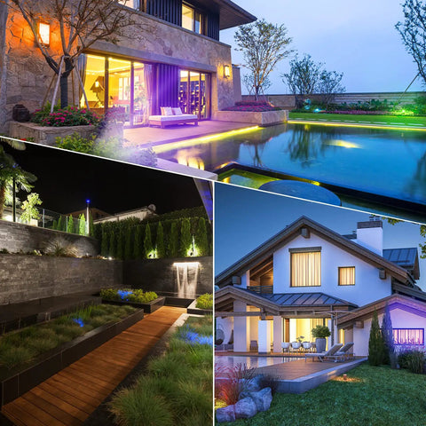 10 Pack 3W RGB Landscape Spotlight Kit With Remote Control 12V Low Voltage LED Color Changing Outdoor Path Lights in garden