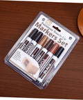 6 Piece Wood Furniture Repair Markers Set For Concealing Scratches And Worn Edges On Wood Surfaces Quick Dry Coloring Pens