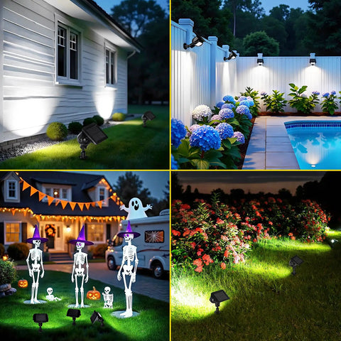 Robot Inspired Solar Spotlight Outdoor Waterproof With Auto On Off And Dual Brightness Modes For Garden Yard And Pathway Lighting Cool White 6 Pack Energy Efficient No Wiring Easy Setup