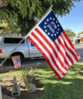 Single Sided Embroidered Betsy Ross 1776 Flag 3x5 Ft Outdoor US 13 Colonies Banner in garden with heavy duty fabric and grommets