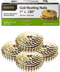 Professional Grade 1 Inch Coil Roofing Nails 15 Degree Wire Weld Collated Strip With Full Round Head for shingle fastening, 720 pieces.
