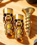 Expansion Screw Set For Drywall And Concrete Pro Grade Carbon Steel Wall Anchors shown on wooden surface
