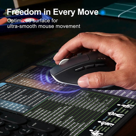 XL Mouse Pad With Excel Shortcut Cheat Sheet Ultra Large Waterproof Non Slip Desk Mat For Work Study Gaming Keyboard Shortcuts 31.5 Inches By 11.8 Inches showcasing mouse usage.