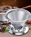 Pour Over Coffee Dripper With Double Mesh Stainless Steel Cone Filter For 1 To 4 Cups Paperless Reusable Filter Eco Friendly Brewer