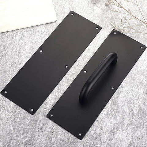 Two Pack 12 Inch Stainless Steel Door Handles With Screws Heavy Duty Pull Push Plates Rust Proof 304 Stainless Solid Black Finish For Home Office And Public Doors Easy Installation, black finish