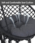 Dark grey removable seat cushion for Ultimate Outdoor Hammock Swing With Stand For Your Patio Or Backyard, soft and comfortable.