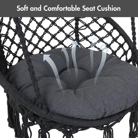 Dark grey removable seat cushion for Ultimate Outdoor Hammock Swing With Stand For Your Patio Or Backyard, soft and comfortable.