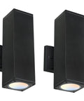 3 Color LED Outdoor Wall Light With Dusk To Dawn Photocell All In One 24W 3000K Warm White 4000K Cool White 5000K Daylight Up And Down Lighting Black Finish 2 Pack