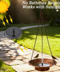 12.6 Inch Hanging Solar Bird Bath Fountain With Bronze Finish Sun Powered Bird Bath For Garden Patio And Lawn Decor Outdoor Hanging Bird Fountain That Attracts Hummingbirds And Songbirds with birds drinking