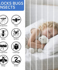Child sleeping safely behind Magnetic Screen Door For 32x80 Inch Openings, 34x82 Inch Heavy Duty Mesh With Magnets.