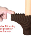 Finger stretching Coffee Knit Furniture Leg Socks Set, Double Thick Elastic Chair Leg Covers on wooden chair leg