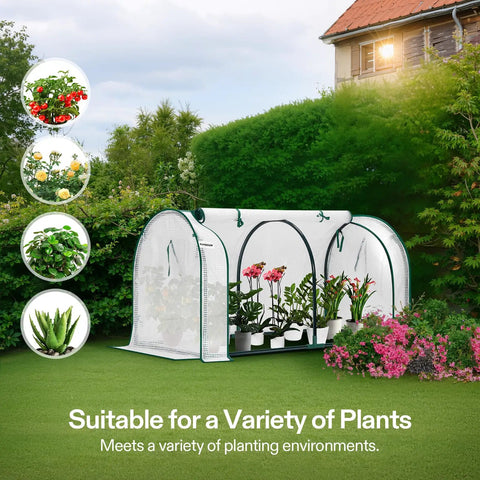 Grab-And-Go Portable Mini Greenhouse 47x23x23-Inch For Indoor Or Outdoor Plant Growing, PE Cover With Roll-Up Zipper Door, Sturdy Powder-Coated Steel Frame, Easy Setup Garden Shelter For Seedlings And Veggies