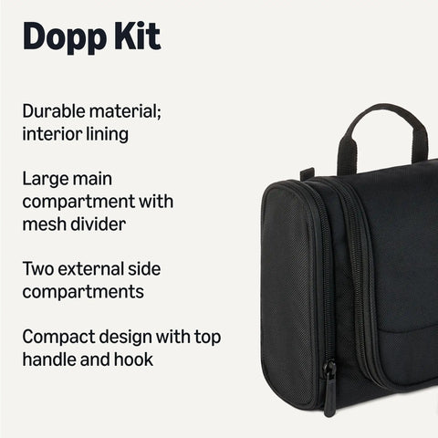 Black Spacious Hanging Toiletry Bag With Durable 1680D Polyester Large Capacity Dopp Kit Multiple Compartments Leakproof Lining