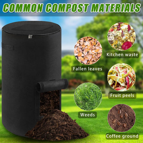 34 Gallon Outdoor Compost Bin With Handles And Observation Windows, Thickened Breathable Foldable Design For Easy Garden Yard Recycling