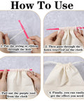 Instructional guide using the Ten Piece Tube Turner Sewing Tool Kit for Fabric Tubes demonstrating the process with a drawstring bag.