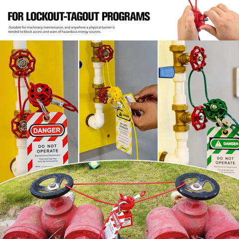 Built Tough Lockout Tagout Cable Lock For Industrial Valves And Control Panels, Hassle Free Pvc Coated Steel Wire Loto Kit, Osha Approved Multi Use Equipment Safety Red Two Pack
