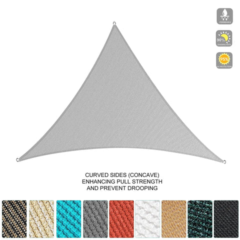 Gray Equilateral Shade Sail 32 Ft By 32 Ft By 32 Ft Dope Patio Backyard Outdoor Canopy Breathable HDPE 190 GSM