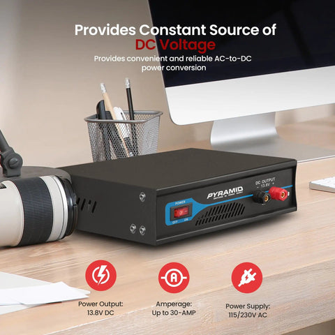 Powerful Bench Power Supply For Home Lab 30 Amp Regulated AC To DC Converter With 13.8 Volt DC Output And 115 230 Volt Input