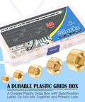 Brass Pipe Plug Fitting Set, 30 Pieces, NPT Male Plugs In One Eighth Inch, One Quarter Inch, Assortment Kit In Durable Plastic Case