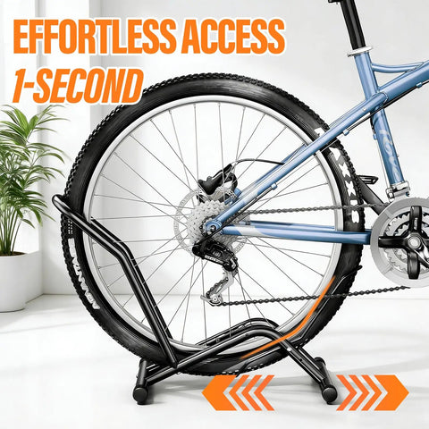 Push In Floor Bike Stand For 16 To 29 Inch Bikes No Lift Needed Easy Roll In Garage Parking Rack Indoor Outdoor Bicycle Holder