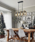Dope Farmhouse Kitchen Light Fixtures 4 Light Adjustable Pendant Chandelier With Wood Frame And Black Metal Finish for dining room