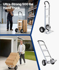 Heavy Duty Aluminum Hand Truck Dolly With Non Slip Wheels And Handle, 500 Lb Capacity Portable Trolley in use indoors and outdoors