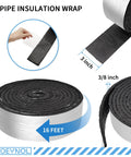 Pipe Insulation Wrap Foam Foil Tape Self Adhesive Three Eighths Inch Thick Three Inch Wide Sixteen Feet Long Easy Install No Tools Required For Outdoor Water Pipes Weatherproof Winter Freeze Protection