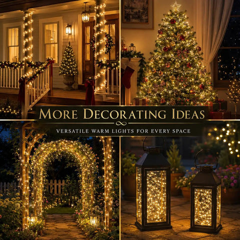 Outdoor Solar String Lights With 100 LEDs 33 Feet 8 Modes Weatherproof Fairy Lights used on porch, tree, arch, and lanterns