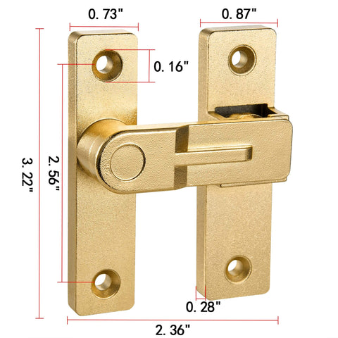 180 Degree Flip Barn Door Lock In Gold Heavy Duty Gate Latch With Flip Safety Bolt For Sliding Doors with measurements