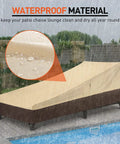 Two Pack Waterproof Outdoor Chaise Lounge Covers Heavy Duty Patio Furniture Covers For All Weather Protection Beige And Brown 80 Inch Length By 32 Inch Width By 25 Inch Height Fits Up To 78 Inch Long Loungers
